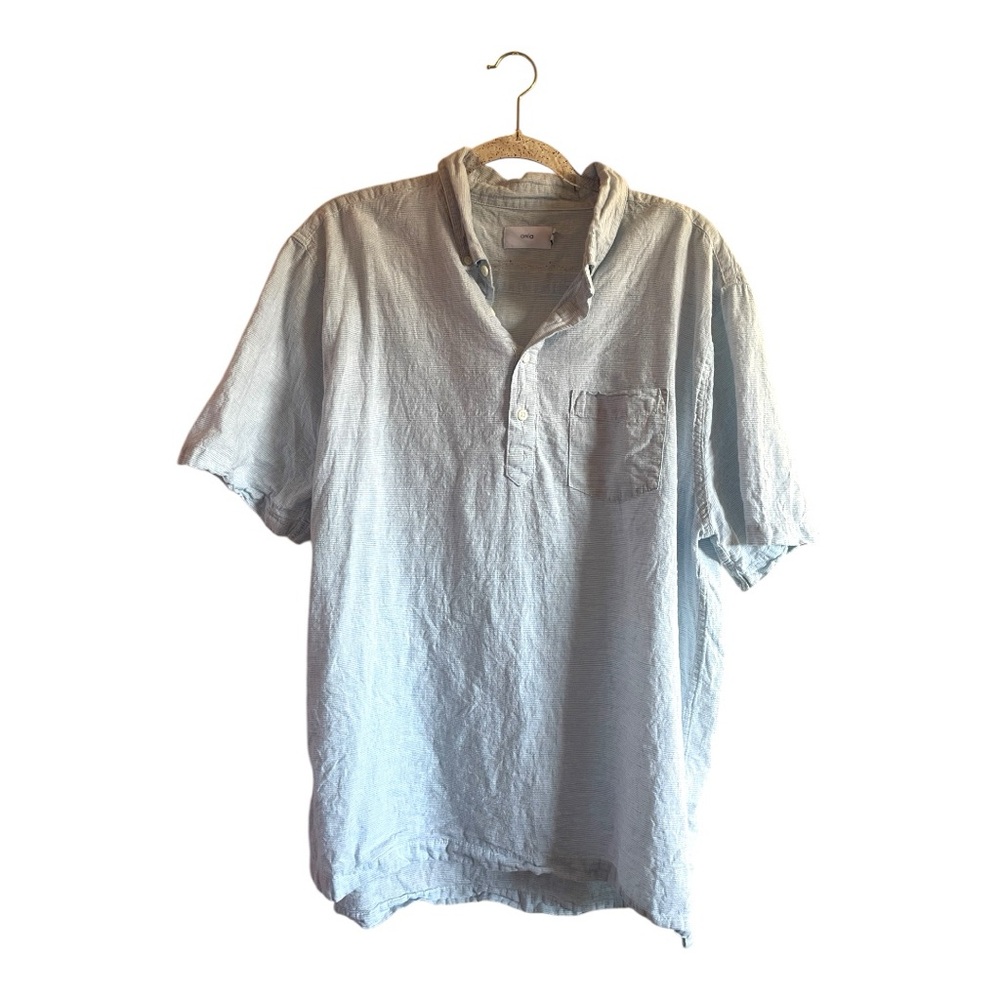 Onia Men's Striped Lightweight Linen Polo Shirt